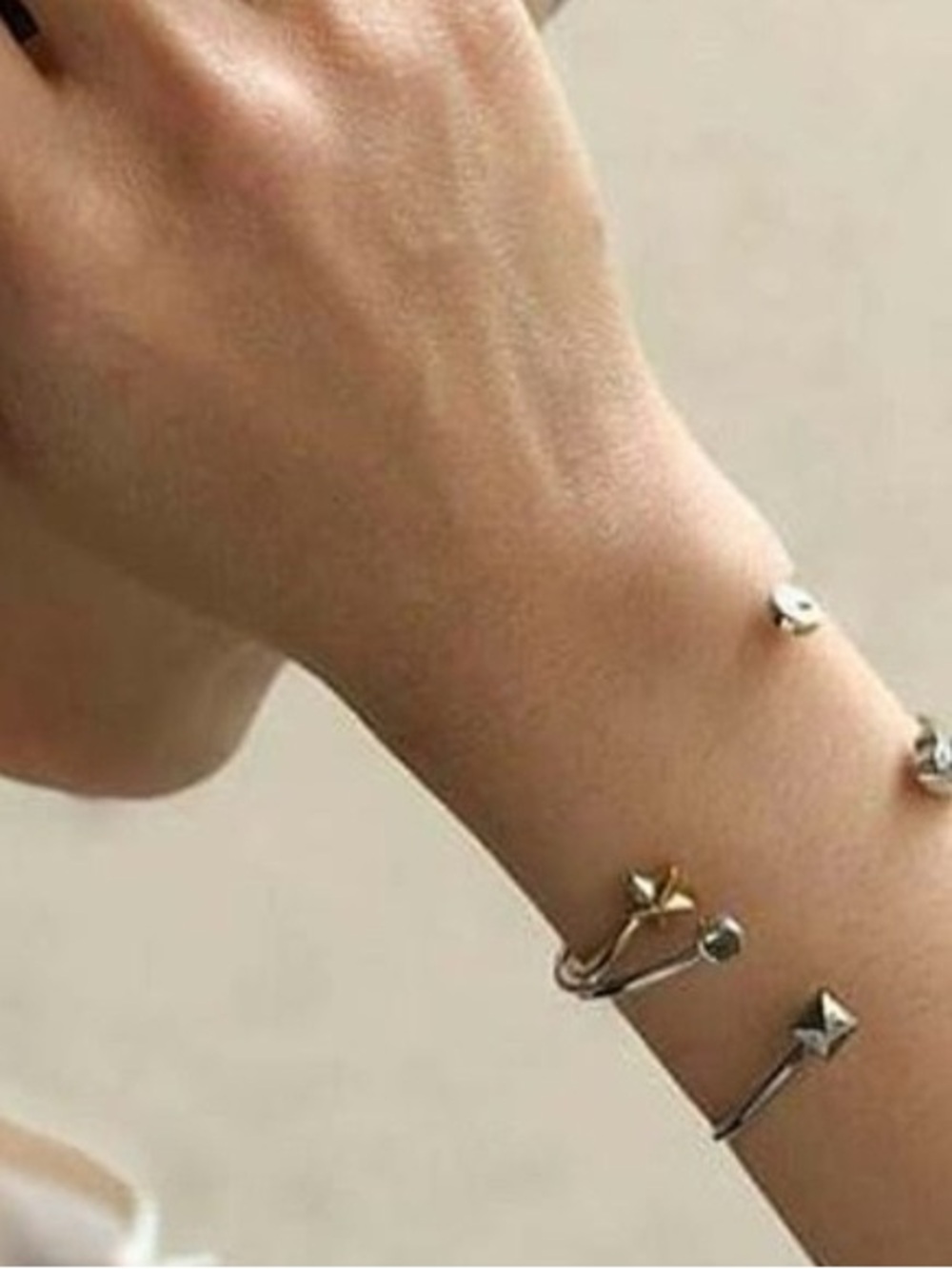 Coach Two-Tone Stud and Knot Open Cuff Bracelet